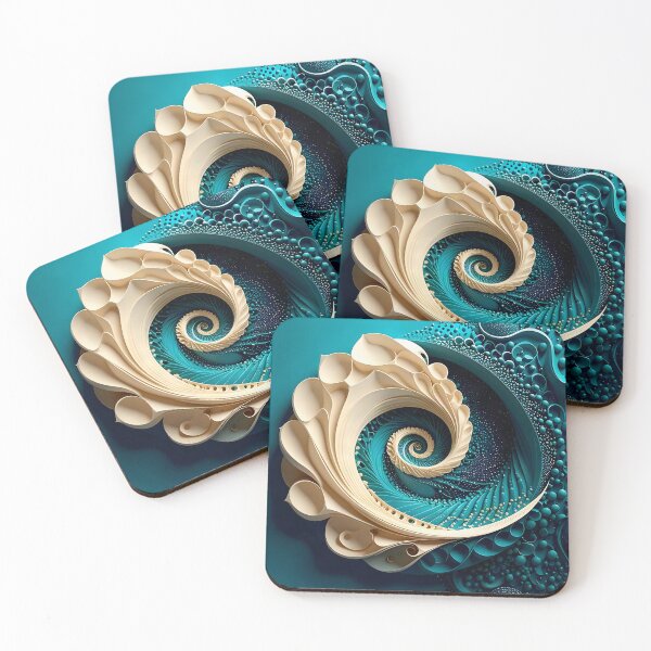 Item preview, Intricate Spiral Design in Turquoise and White designed and sold by Vicky Brago-Mitchell®.