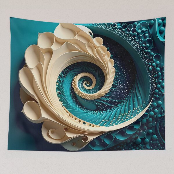 Item preview, Intricate Spiral Design in Turquoise and White designed and sold by Vicky Brago-Mitchell®.