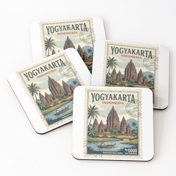 Item preview, Yogyakarta Indonesia Prambanan Temple Vintage Travel Stamp designed and sold by k3rstman1.
