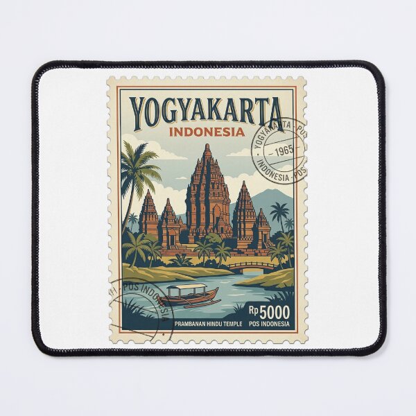 Item preview, Yogyakarta Indonesia Prambanan Temple Vintage Travel Stamp designed and sold by k3rstman1.