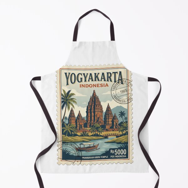Item preview, Yogyakarta Indonesia Prambanan Temple Vintage Travel Stamp designed and sold by k3rstman1.