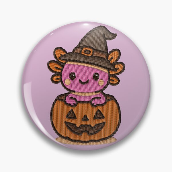 Item preview, Kawaii Witch Axolotl Pumpkin Embroidery Patch Sticker designed and sold by · GAMING SOUL ·.