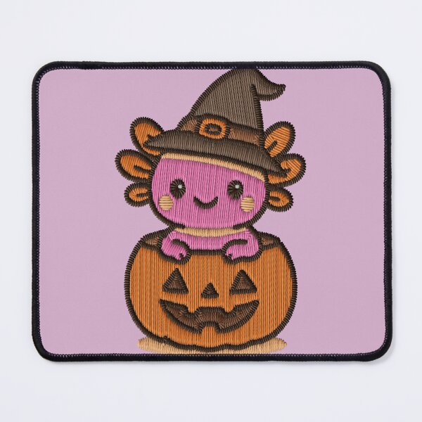 Item preview, Kawaii Witch Axolotl Pumpkin Embroidery Patch Sticker designed and sold by · GAMING SOUL ·.