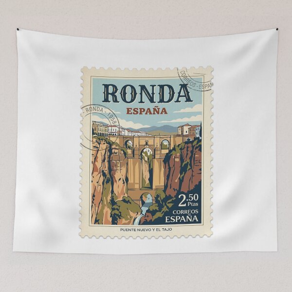 Item preview, Vintage Ronda Spain Puente Nuevo Travel Stamp designed and sold by k3rstman1.