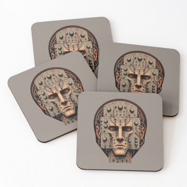 Item preview, analog robot head in retro-futuristic style designed and sold by Mike Kiev art.