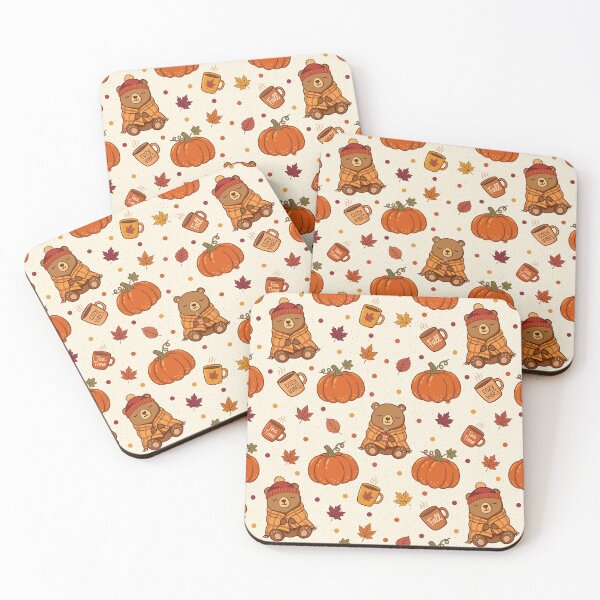 Item preview, Cozy Autumn Bear & Pumpkin Seamless Pattern | Fall Leaves, Tea Cups & Cozy Vibes Digital Design designed and sold by romyca creation_22.