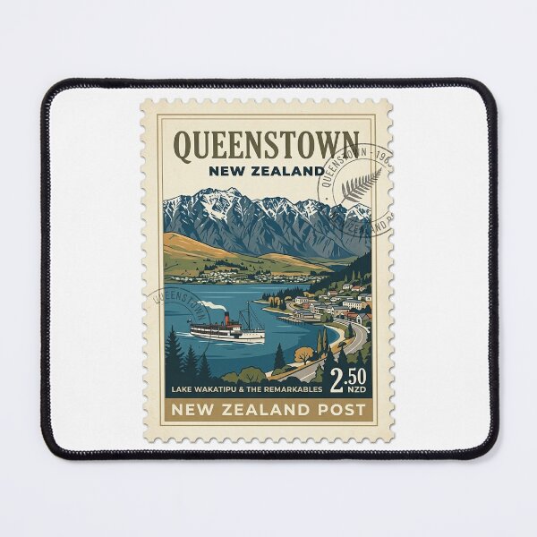 Item preview, Queenstown New Zealand Lake Wakatipu Vintage Travel Stamp designed and sold by k3rstman1.