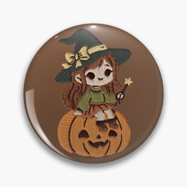 Item preview, Kawaii Witch Girl Pumpkin Embroidery Patch Sticker designed and sold by · GAMING SOUL ·.