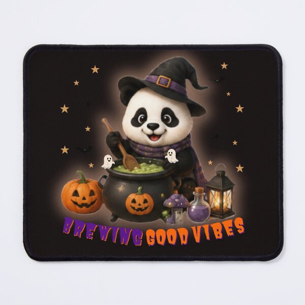 Item preview, Cute Halloween Panda Witch Brewing Good Vibes Halloween Pumpkin Kawaii Gift designed and sold by EnginerdStudio.