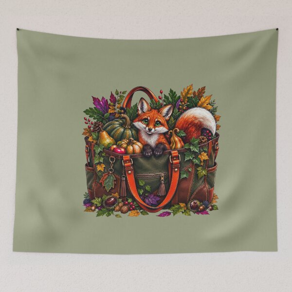 Item preview, Autumn Harvest Tote – Cute Fox, Pumpkins, Apples & Pears designed and sold by Aimetoi.