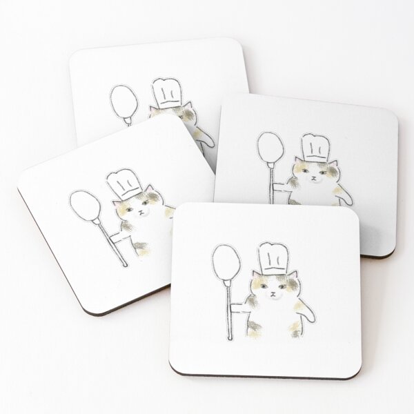 Item preview, Cute Chef Cat Holding Spoon Calico Kitten Art designed and sold by raun.draw.