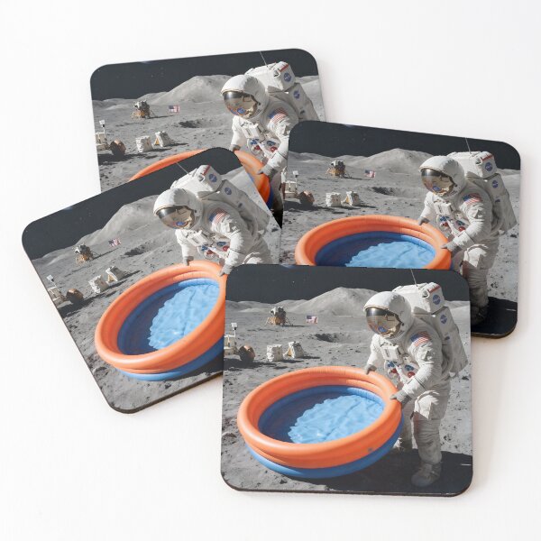 Item preview, NASA astronaut setting up swimming pool on the moon  designed and sold by WiseBow.