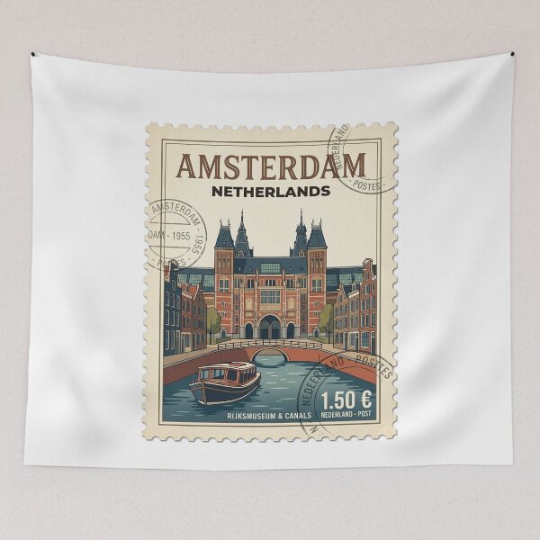 Item preview, Amsterdam Rijksmuseum Canal Boat Travel Stamp designed and sold by k3rstman1.