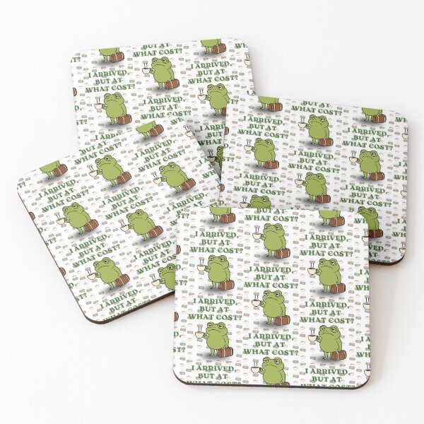 Item preview, I Arrived But At What Cost Funny Exhausted Frog Coffee Art designed and sold by Artemis & Woven Collective.