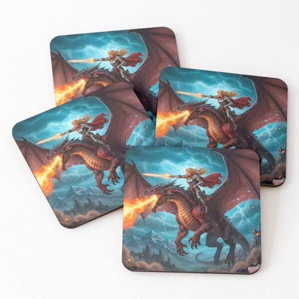 Item preview, Dragon Rider Warrior Queen with Flaming Sword designed and sold by Bloomeaa.