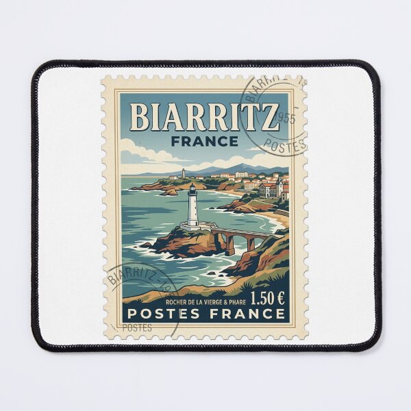Item preview, Vintage Biarritz France Travel Stamp Lighthouse Scene designed and sold by k3rstman1.