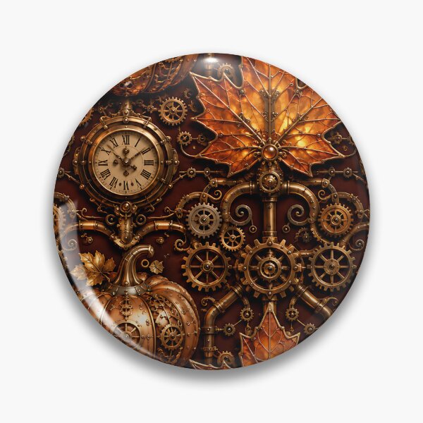 Item preview, Mechanical Bronze Autumn Leaf And Gear Pattern designed and sold by Thai Vibe Studio.