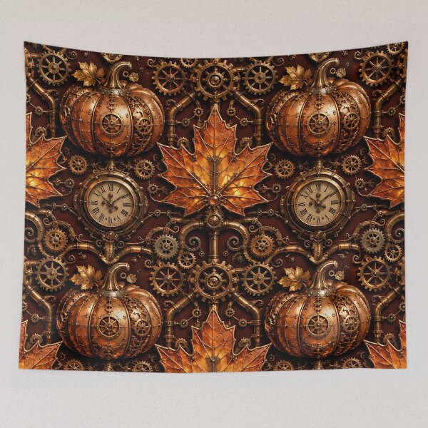 Item preview, Mechanical Bronze Autumn Leaf And Gear Pattern designed and sold by Thai Vibe Studio.