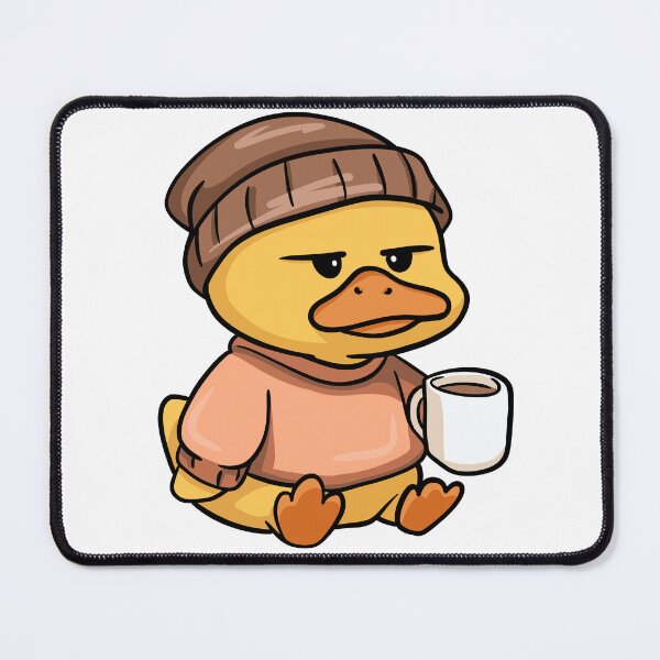 Item preview, Cute Grumpy Duck in Beanie Sweater Drinking Coffee designed and sold by LYAN-STORE.