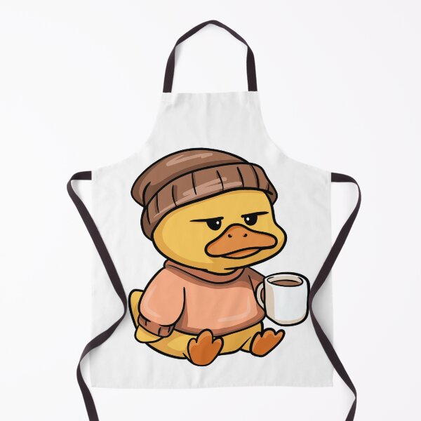 Item preview, Cute Grumpy Duck in Beanie Sweater Drinking Coffee designed and sold by LYAN-STORE.