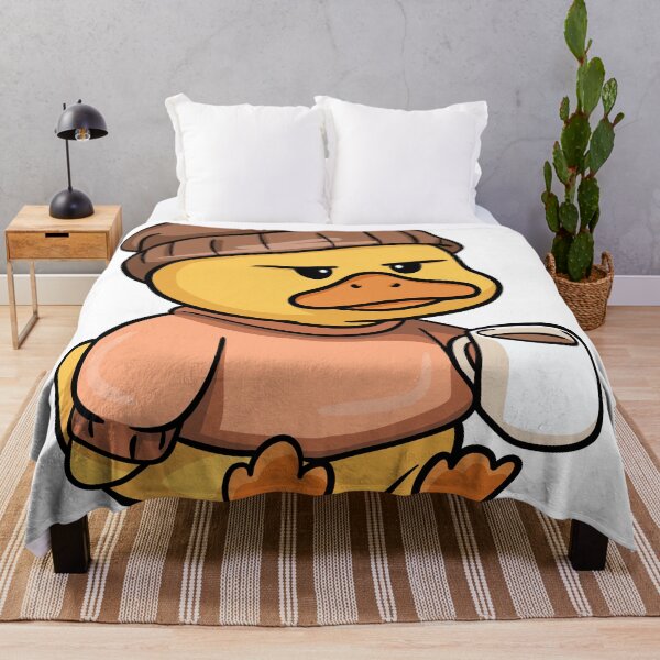 Item preview, Cute Grumpy Duck in Beanie Sweater Drinking Coffee designed and sold by LYAN-STORE.
