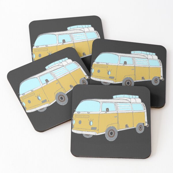Item preview, Vintage yellow camper van vector illustration .Retro travel micro bus on white background. designed and sold by TaniaArtDesign.