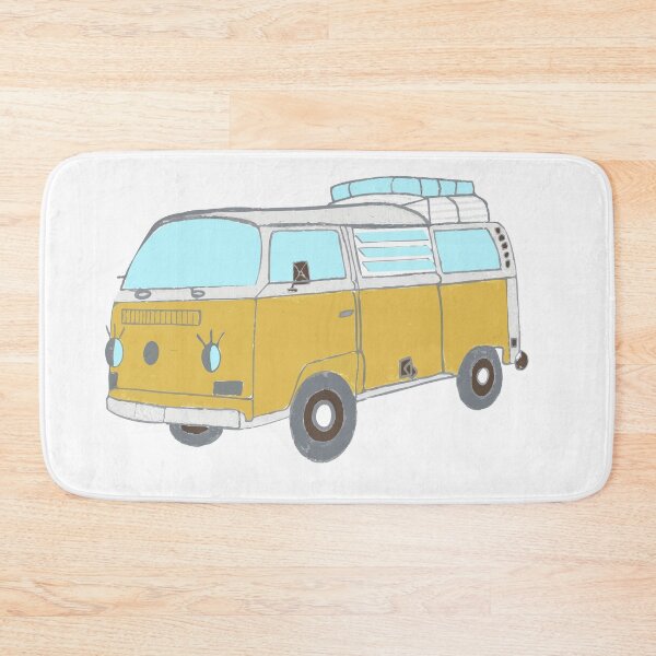 Item preview, Vintage yellow camper van vector illustration .Retro travel micro bus on white background. designed and sold by TaniaArtDesign.