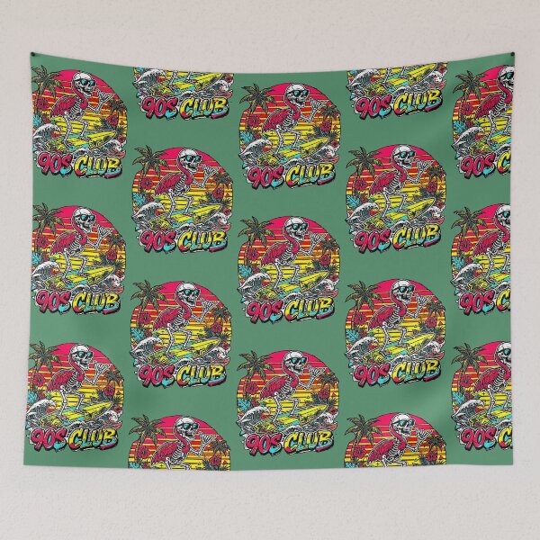 Item preview, 90s Club | Flamingo Skeleton Surfer Retro Vintage designed and sold by AstronautMerch.