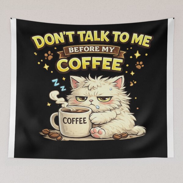 Item preview, Don’t Talk to Me Before My Coffee Sleepy Cat designed and sold by EssentialsWear.