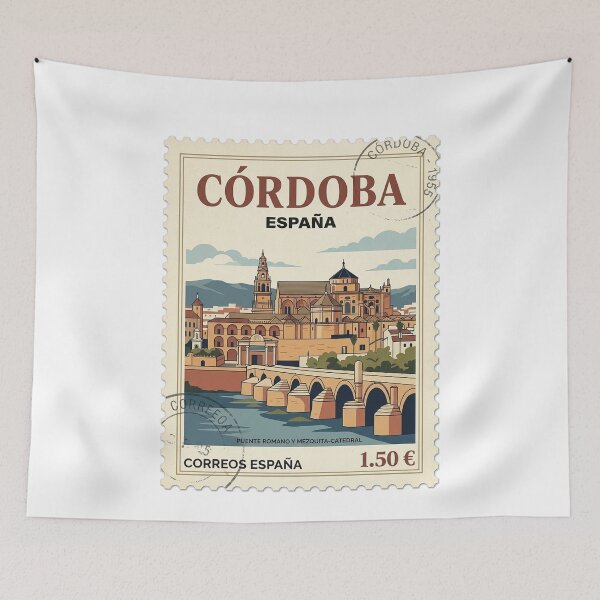Item preview, Vintage Cordoba Spain Roman Bridge Travel Stamp designed and sold by k3rstman1.