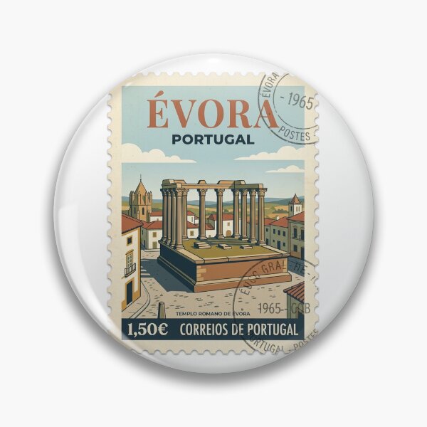 Item preview, Vintage Roman Temple of Évora Portugal Travel Stamp designed and sold by k3rstman1.