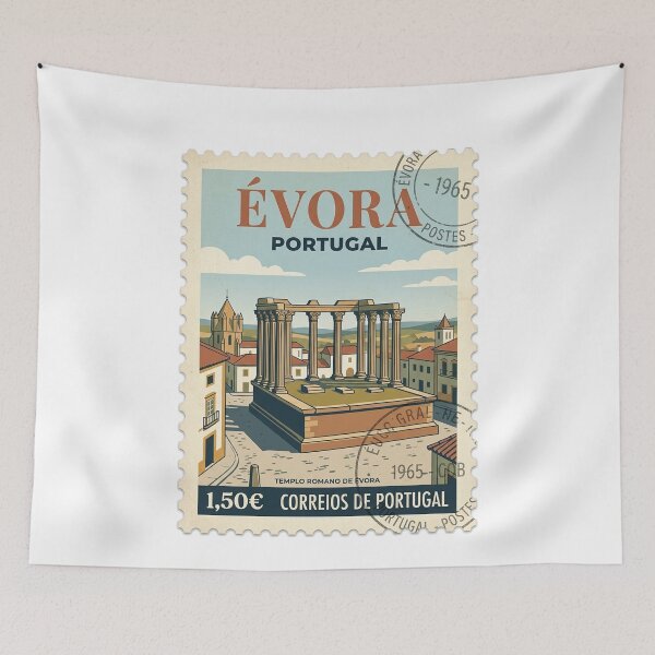 Item preview, Vintage Roman Temple of Évora Portugal Travel Stamp designed and sold by k3rstman1.