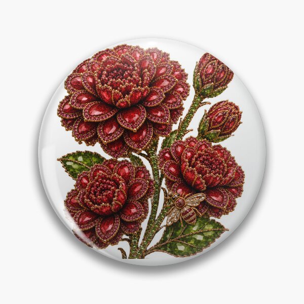 Item preview, CRYSTAL RED ZINNIA FLOWERS  designed and sold by wordspixies.