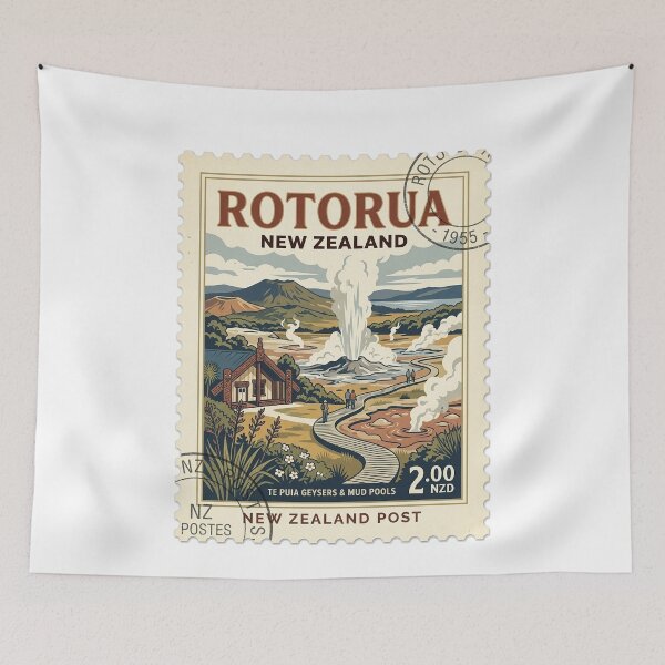 Item preview, Vintage Rotorua New Zealand Geyser Travel Stamp designed and sold by k3rstman1.