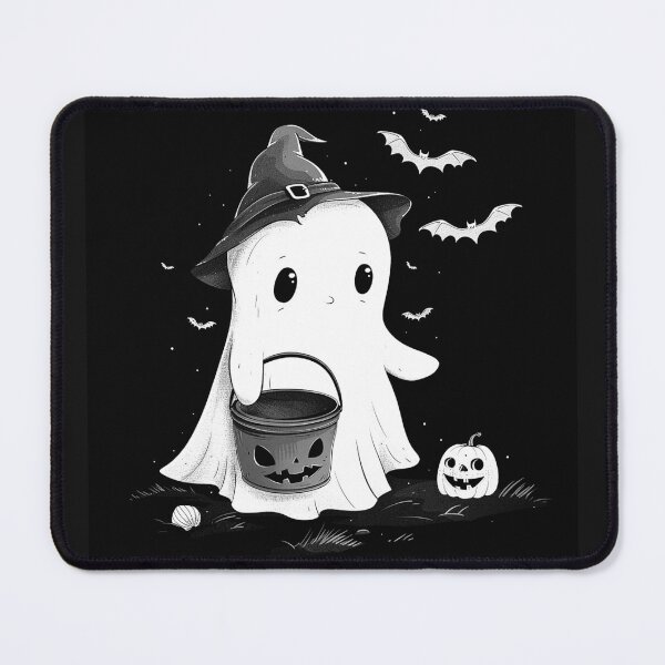Item preview, Cute Trick or Treat Ghost in Witch Hat Kawaii Halloween Art designed and sold by inkoutninja.