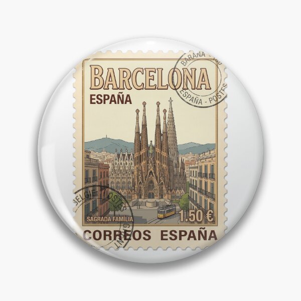 Artikelvorschau, Vintage Barcelona Spanien Sagrada Familia Reisestempel entworfen und verkauft von k3rstman1.