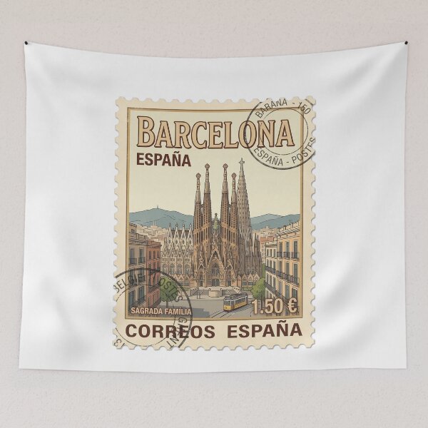 Item preview, Vintage Barcelona Spain Sagrada Familia Travel Stamp designed and sold by k3rstman1.