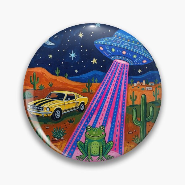 Artikelvorschau, Kosmische Froschentführung – Retro-Kunstdruck mit Alien-UFO-Wüste entworfen und verkauft von Artpeacepieces.
