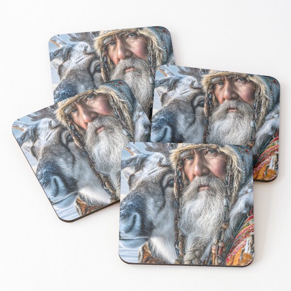 Item preview, Elderly Man with Reindeer in Winter Landscape designed and sold by Artessie.