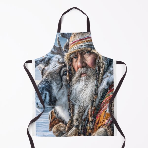 Item preview, Elderly Man with Reindeer in Winter Landscape designed and sold by Artessie.