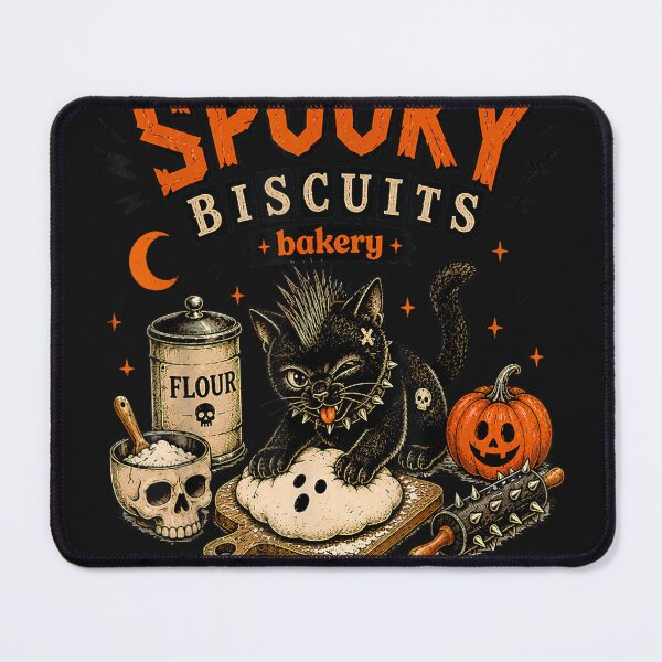 Item preview, Funny Cat Spooky Biscuits Bakery Cat Black Halloween Pumpkin  designed and sold by kristianmkt.