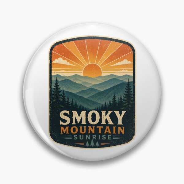 Item preview, Smoky Mountain Sunrise Retro Vintage Landscape | Distressed Screen Print Style Mountain Sunset Design designed and sold by Globalcitytees.