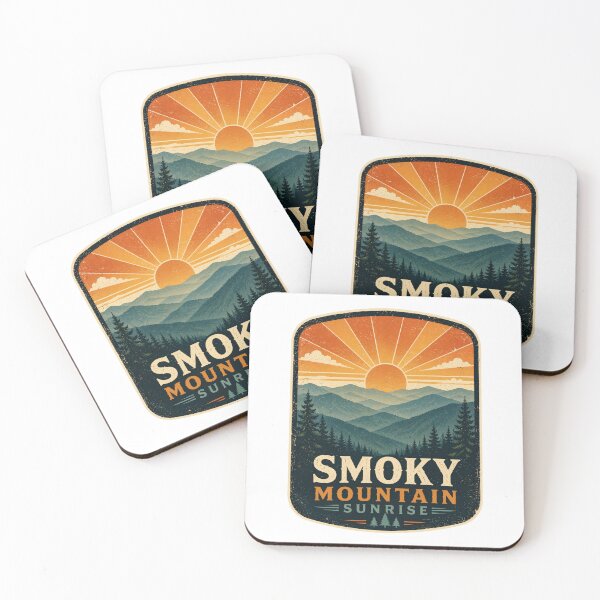 Item preview, Smoky Mountain Sunrise Retro Vintage Landscape | Distressed Screen Print Style Mountain Sunset Design designed and sold by Globalcitytees.