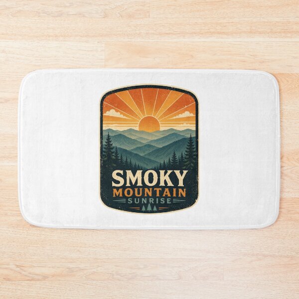 Item preview, Smoky Mountain Sunrise Retro Vintage Landscape | Distressed Screen Print Style Mountain Sunset Design designed and sold by Globalcitytees.