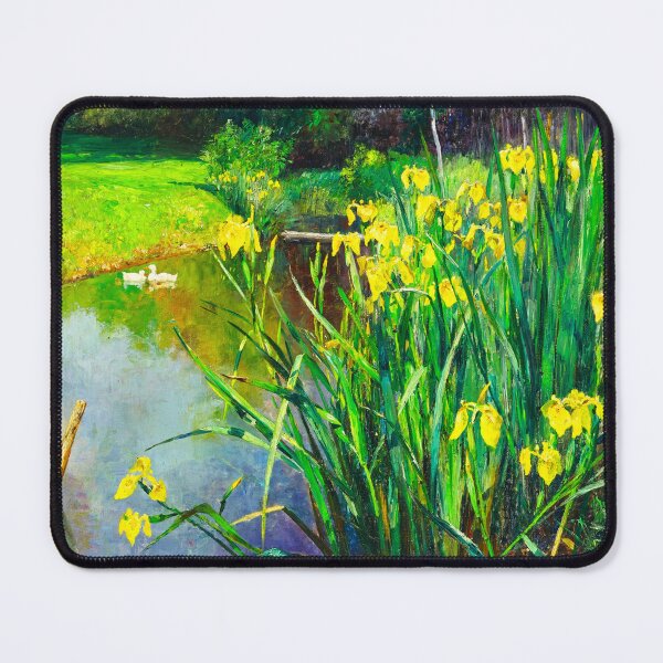 Item preview, Yellow Irises by a Pond by Marie Egner (c.1900) designed and sold by Vernissage-dart.