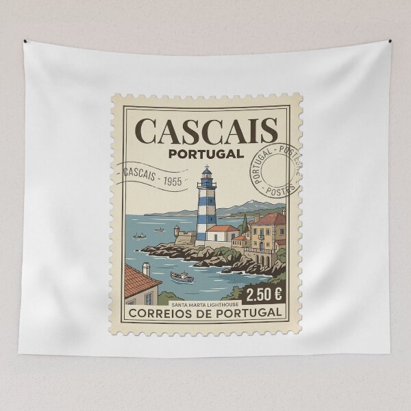 Item preview, Cascais Portugal Santa Marta Lighthouse Travel Stamp designed and sold by k3rstman1.