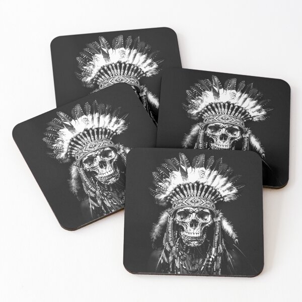 Item preview, Feathered Skull Headdress Monochrome Gothic Fantasy Portrait designed and sold by inkoutninja.