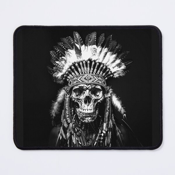 Item preview, Feathered Skull Headdress Monochrome Gothic Fantasy Portrait designed and sold by inkoutninja.