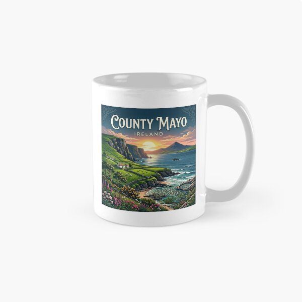 Item preview, Vintage County Mayo Ireland Travel Poster | Irish Heritage Landscape Art designed and sold by Mathias Yakubu Design.