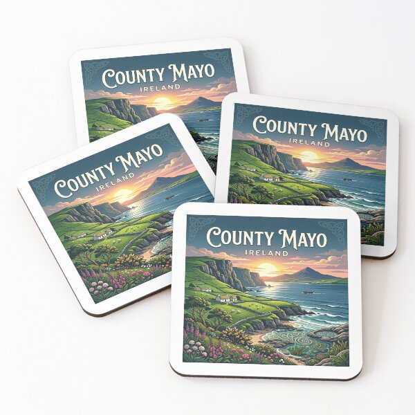 Item preview, Vintage County Mayo Ireland Travel Poster | Irish Heritage Landscape Art designed and sold by Mathias Yakubu Design.